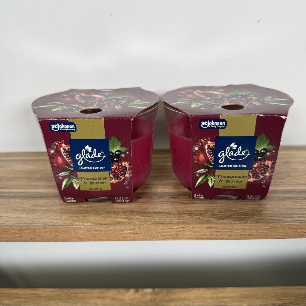 NEW Limited Edition Glade Pomegranate & Currant Candle Bundle Of 2 Candles